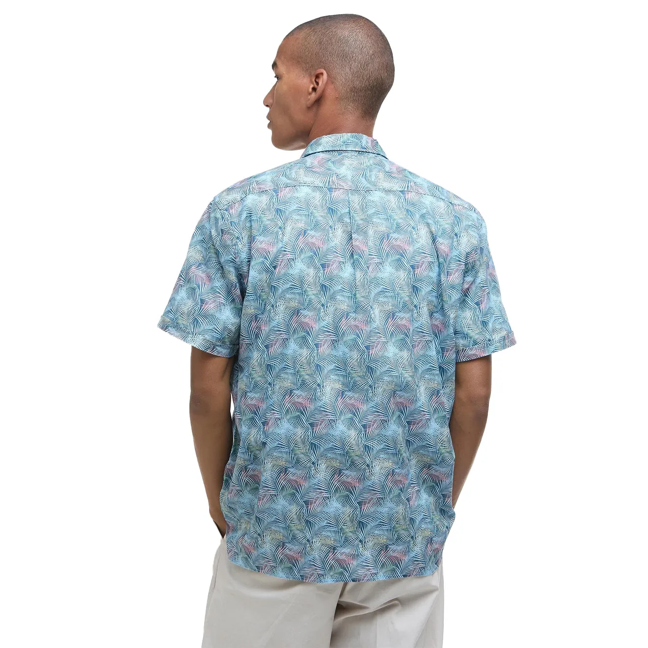 Double Stitched Seams Fashion Comfort Barbour Devon Printed Summer Fit Shirt Dusk Blue