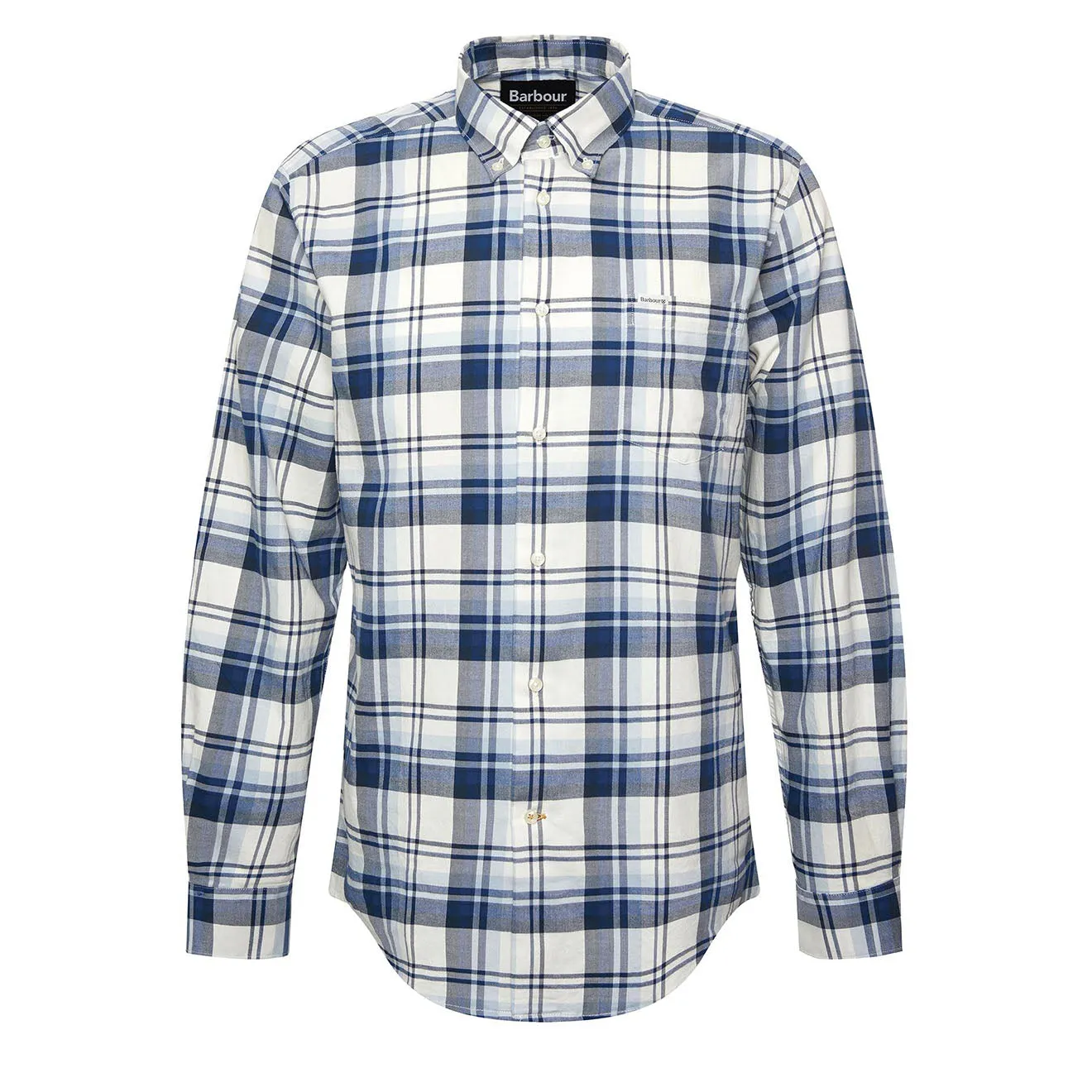 Thermoregulating Fabric Flexible Placket Structure Barbour Falstone Tailored Checked Shirt Sky