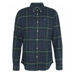 Barbour Kyeloch Tailored Tartan Shirt Green Loch Non Iron Moisture Wicking Material