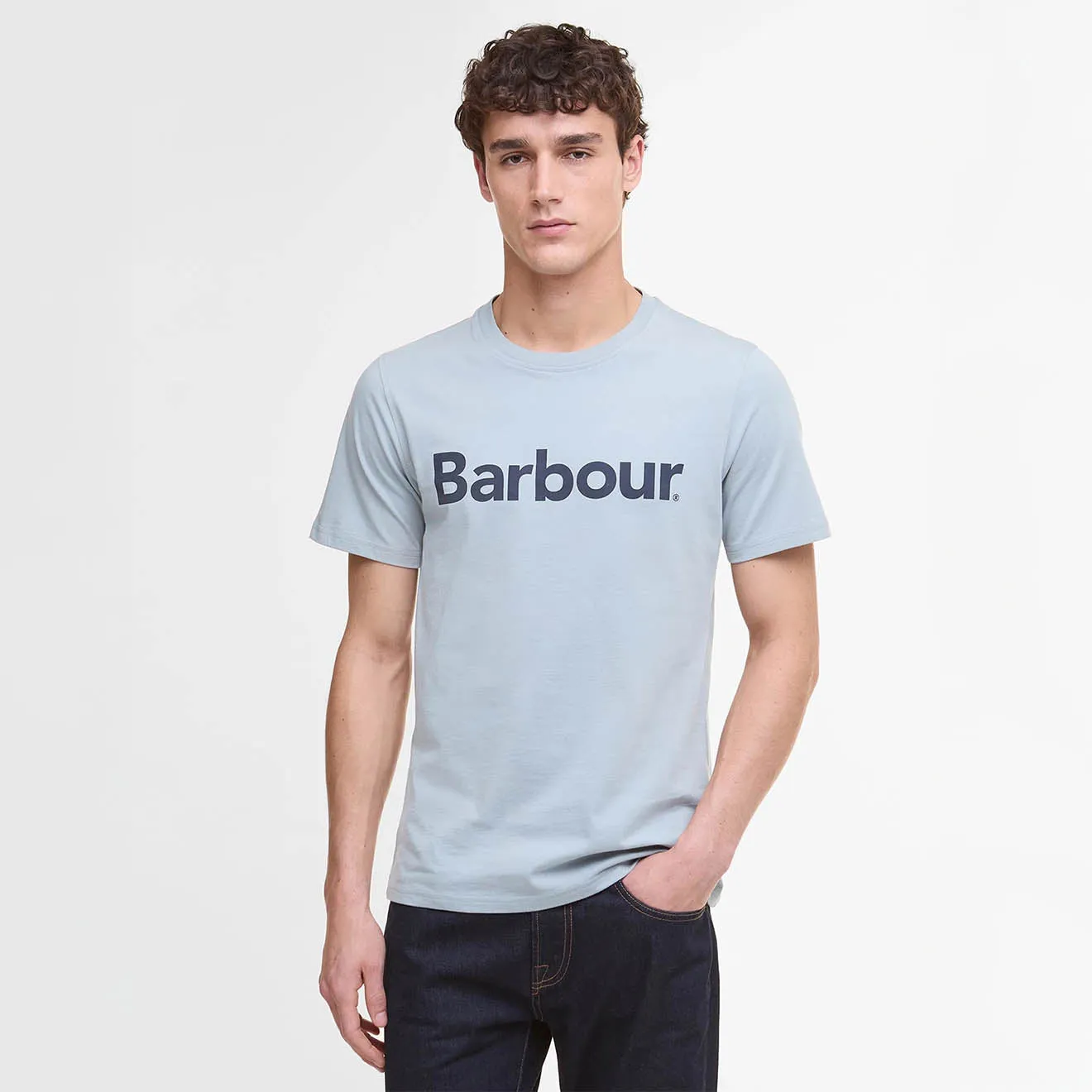 Relaxed Wearable Perfect Comfort Barbour Logo T-Shirt Mineral Blue