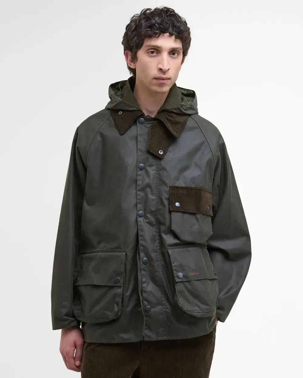 elastic waistband Reinforced Shoulder Padding Barbour Modified Solway Waxed Jacket Olive