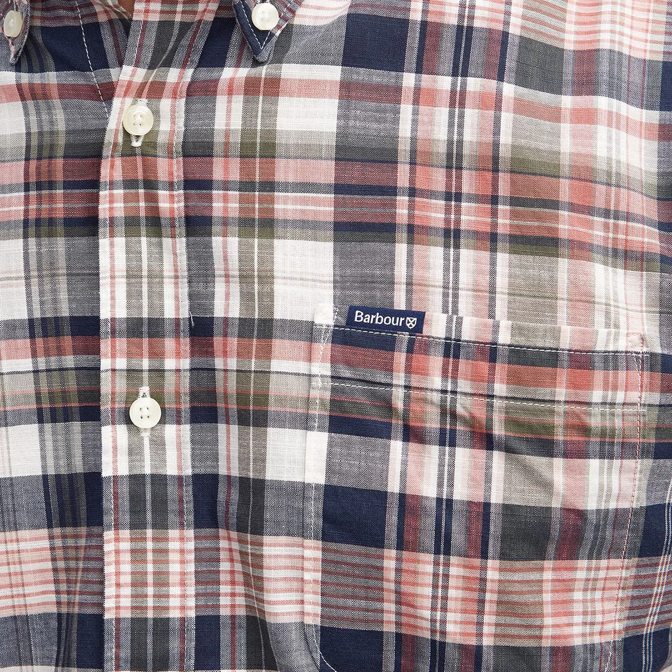 Barbour Seacove Tailored Fit Shirt Pink Micro Perforated Texture