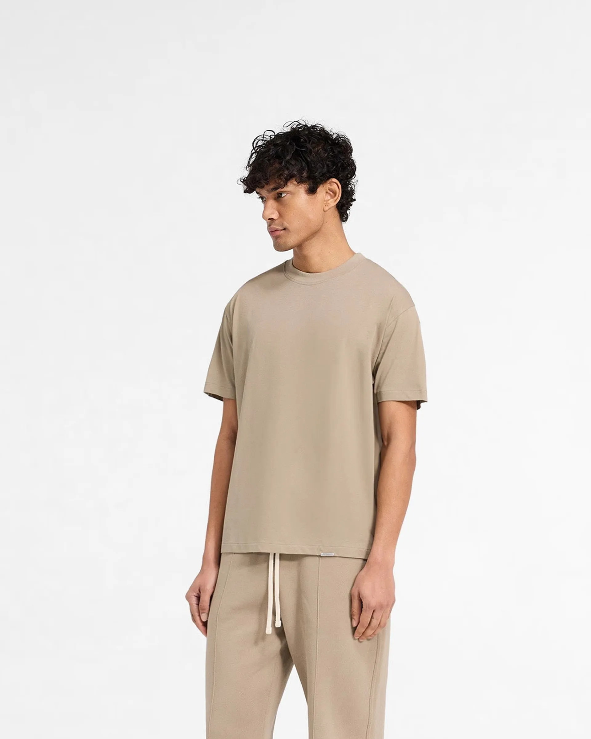 Drop Shoulder Design Initial T-Shirt - Dune