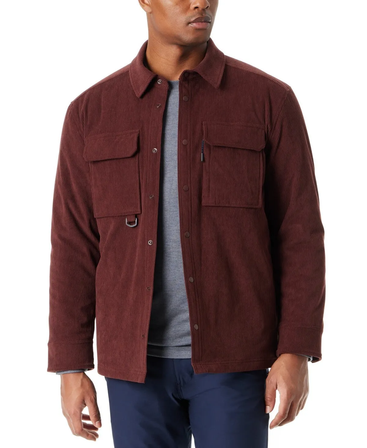 Bass Outdoor Shirt Jacket Men's Dark Brown Corduroy Long Sleeve Button-Up MAC4 Minimalist Fit