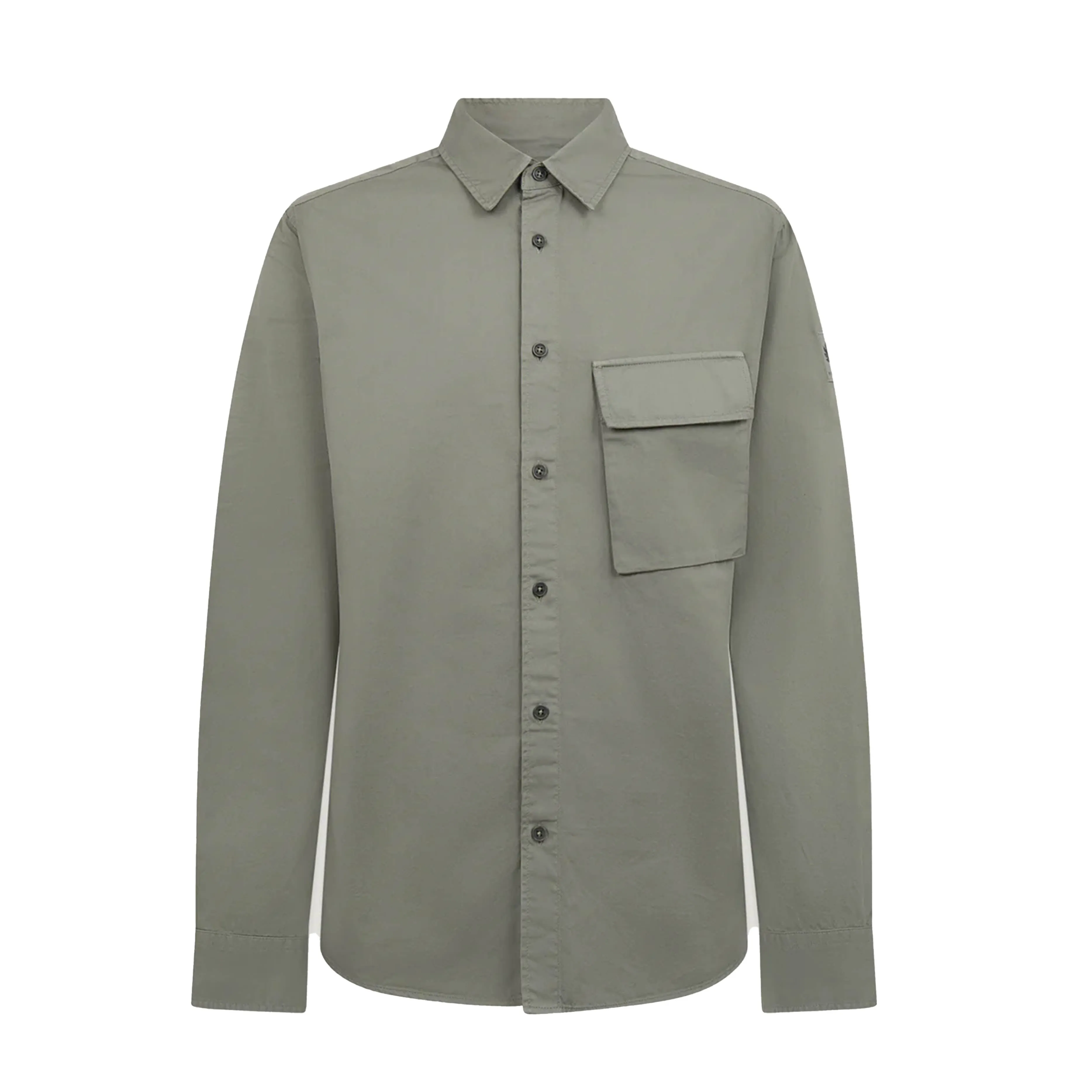 Belstaff Scale Shirt Sage Green Athletic Cut Relaxed Silhouette
