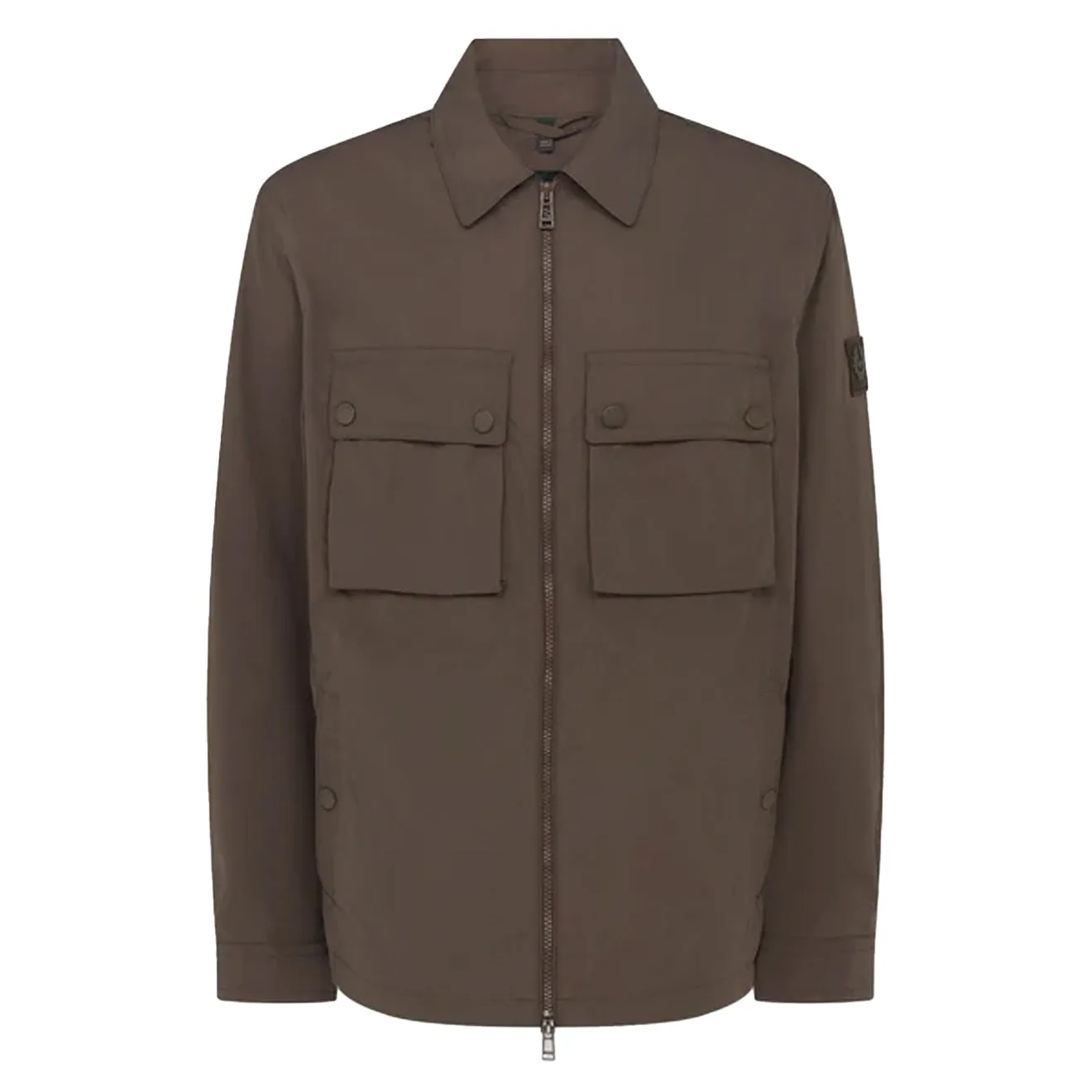 Belstaff Tourer Overshirt Army Olive High Neck