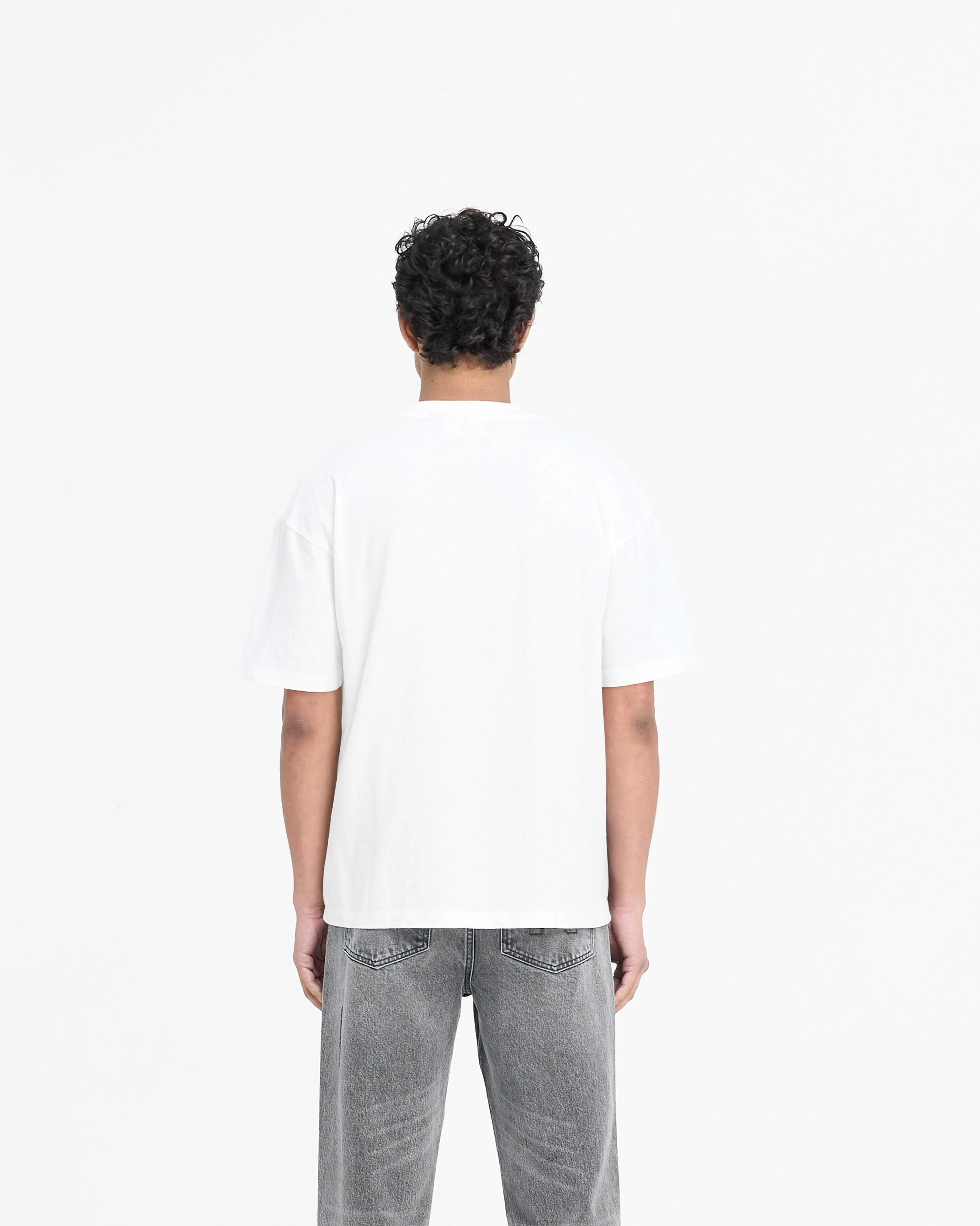Heather Texture Finish Fresh Vibes Block Logo T-Shirt - Flat White