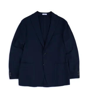 Boglioli Cotton Jersey Hopsack K Jacket: Navy Modern Day Look Essential Fit