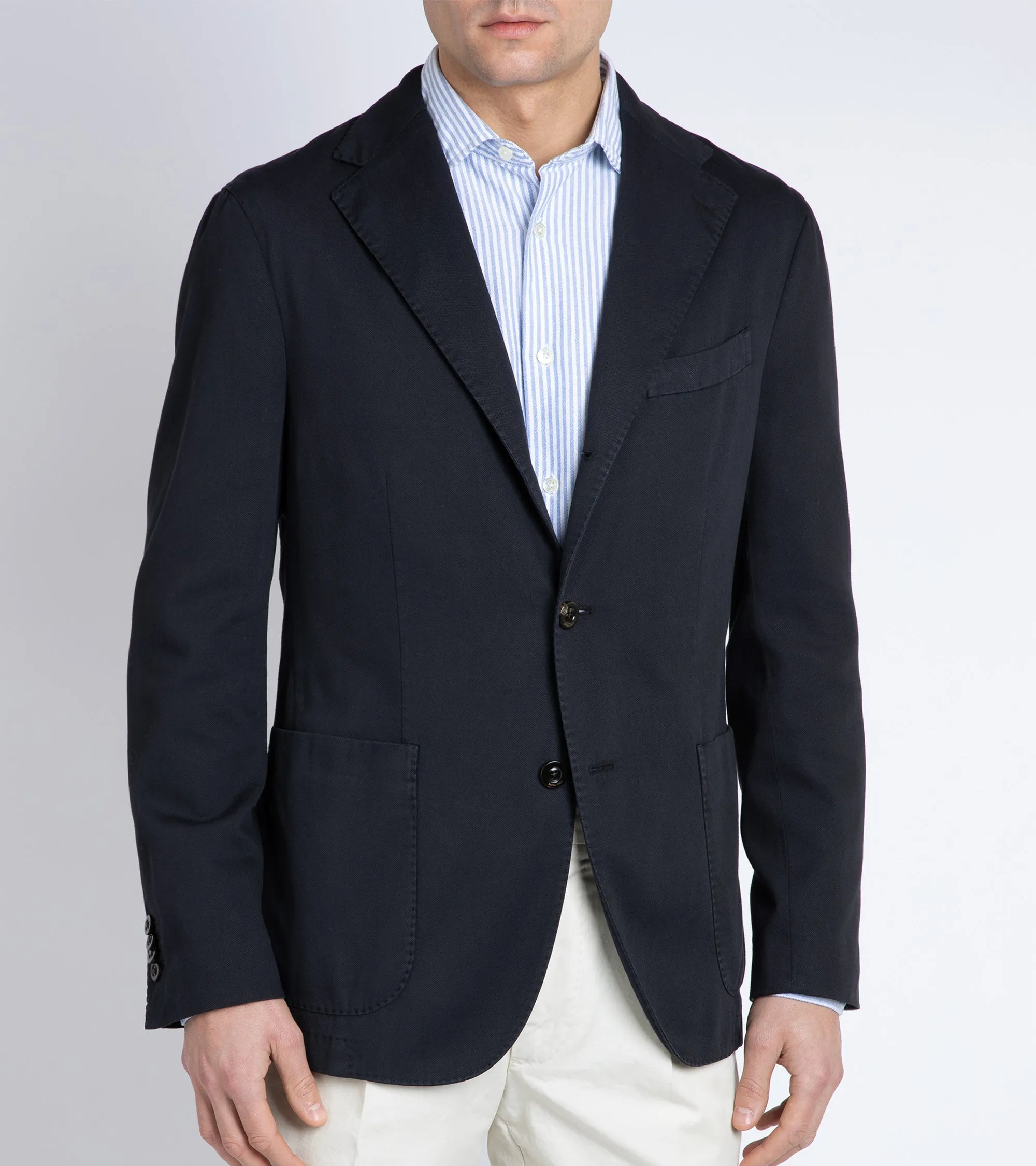 Boglioli for Trunk Cotton Pique K Jacket: Navy Microfiber Shell Windproof Insulated Coat