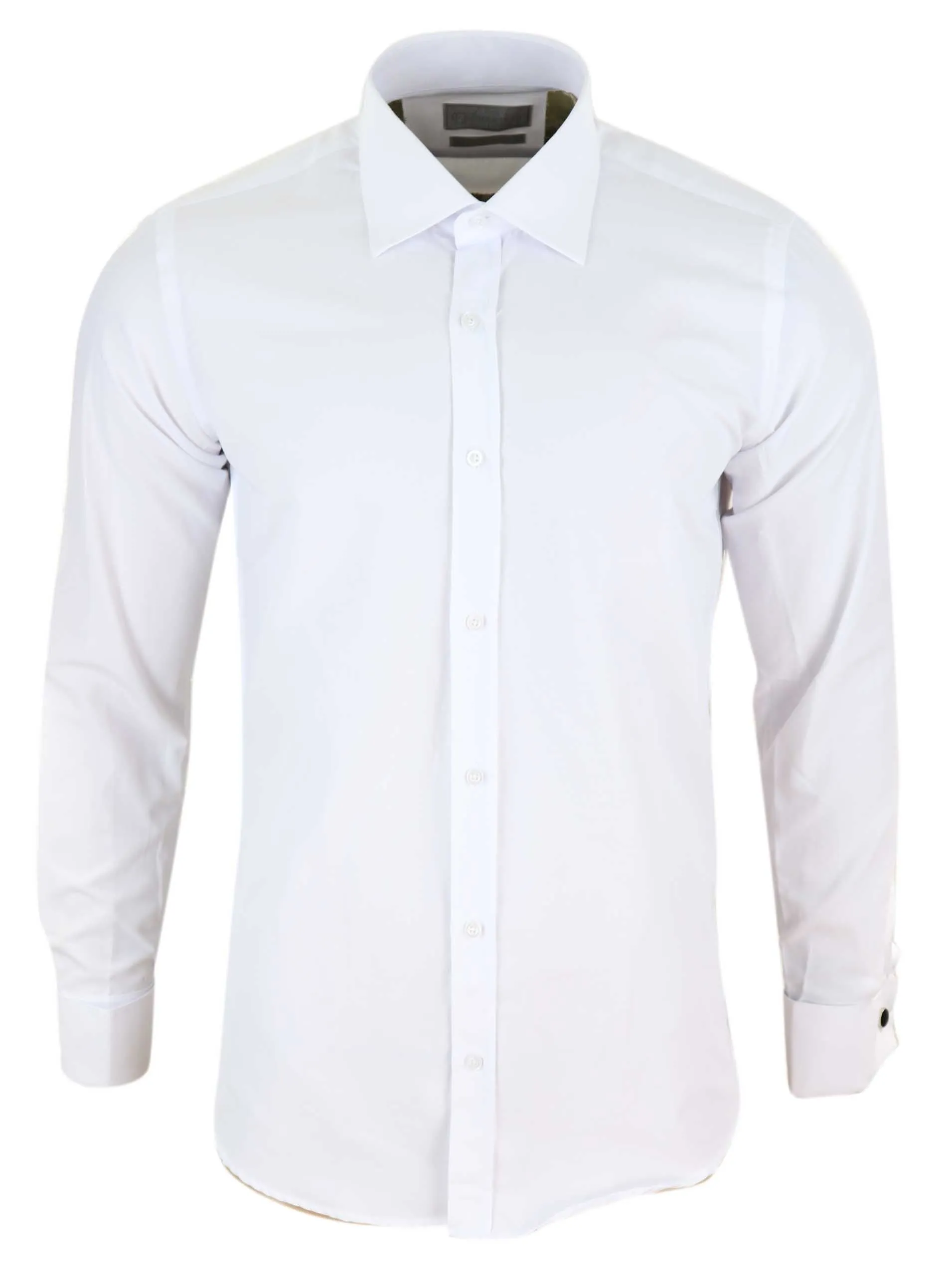 White Classic Collar Button Shirt Regular Fit Edgy Design