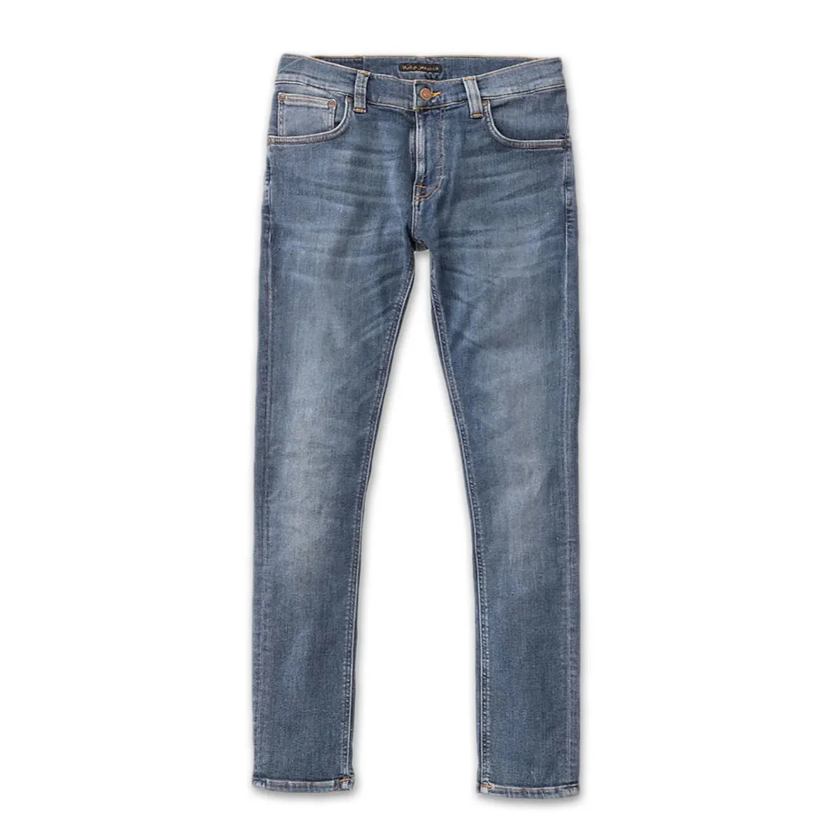 Nudie Jeans - Tight Terry Jeans in Steel Navy Sustainable Trend Setter Versatile Acid Wash Effect