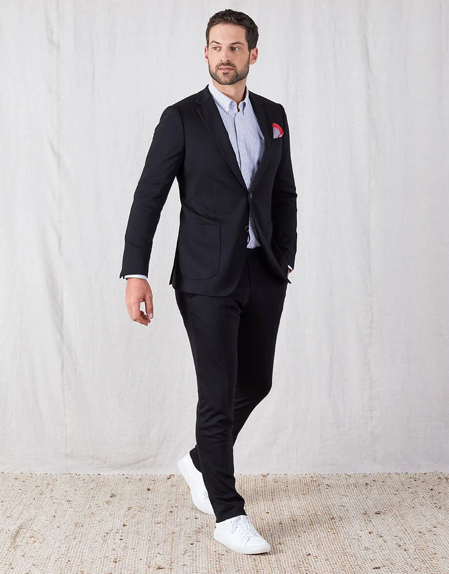 Bolt Black Jersey Trouser Tailored Fit Neutral Fit