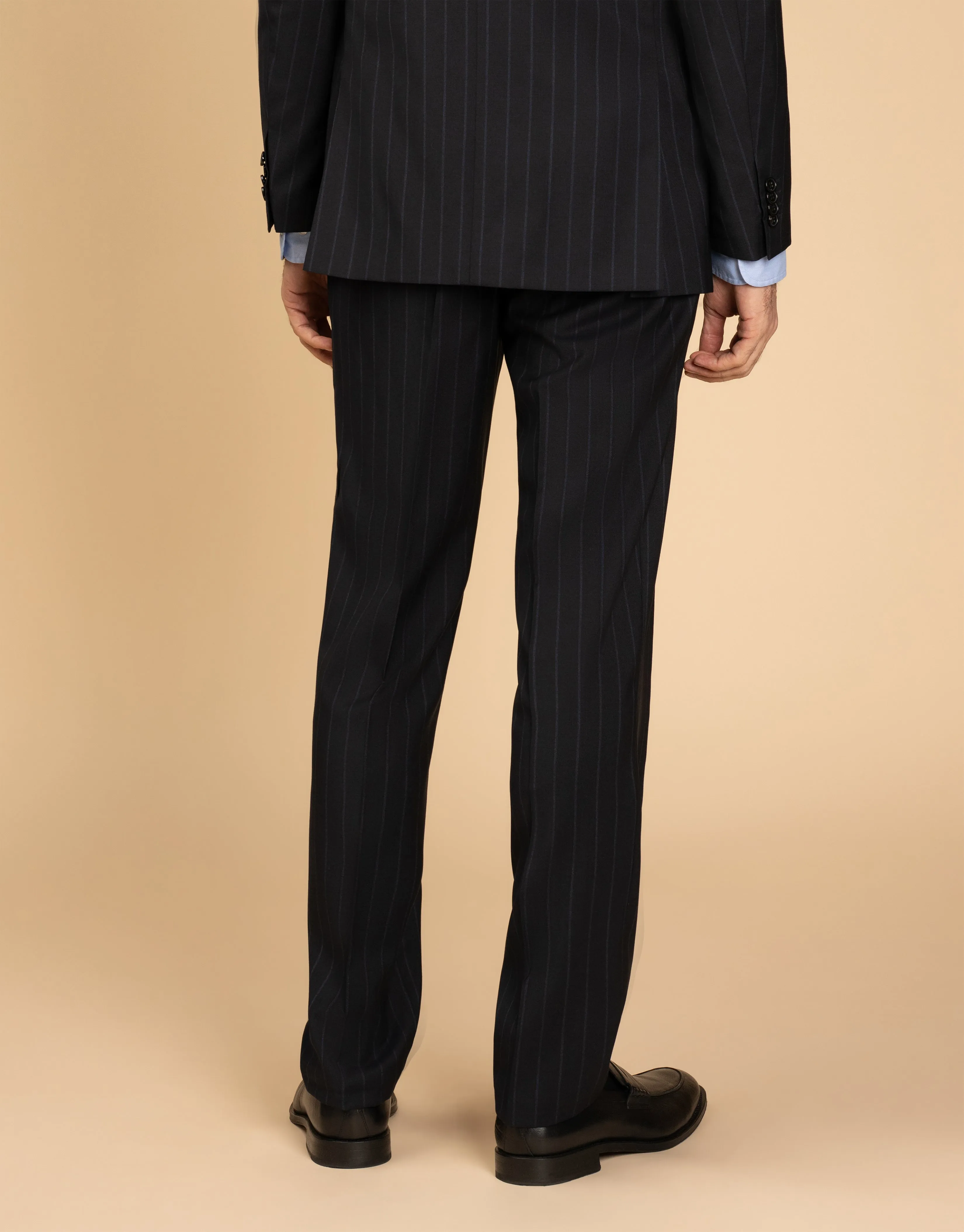 Lotus Navy Stripe Suit Trouser Comfortable Leg AntiSlipWaistband