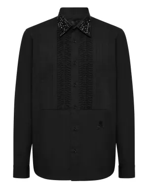 Bold colors Black Tie Shirt LS Strass Skull&amp;Bones