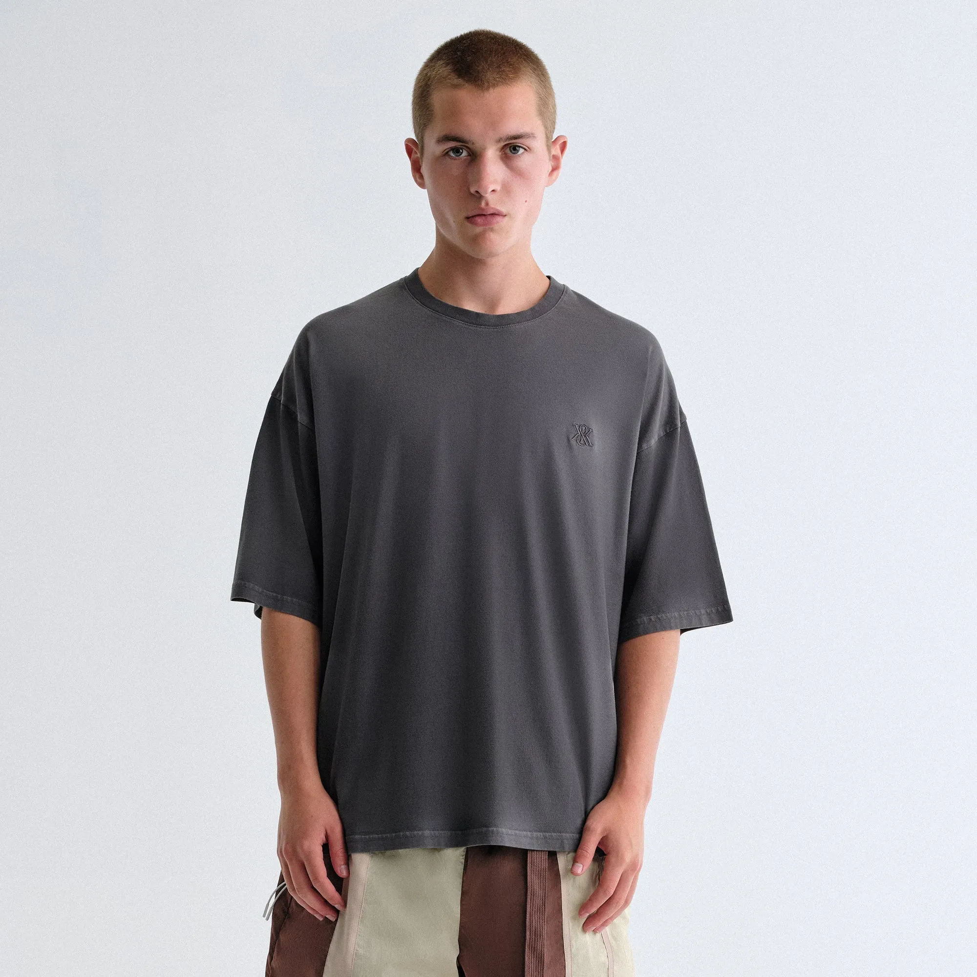 Kith Sueded Jersey Bishop Tee - Hematite Evergreen Beach Wear