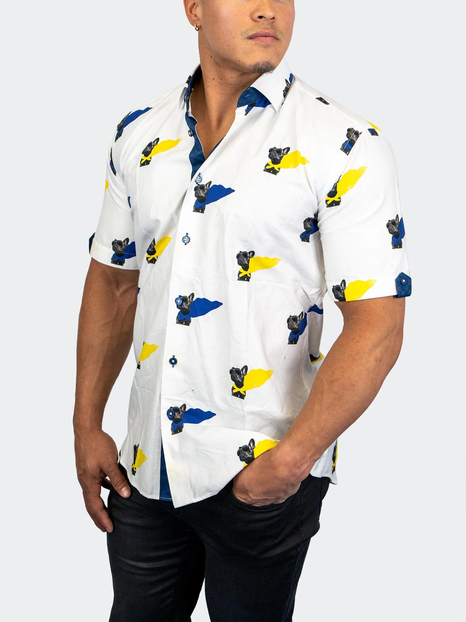 Premium Style Button-up Galileo DogHero White