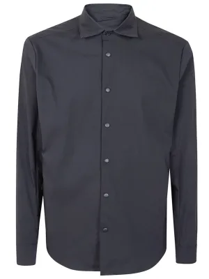Minimalist Black Cotton Shirt With Classic Collar youth trend