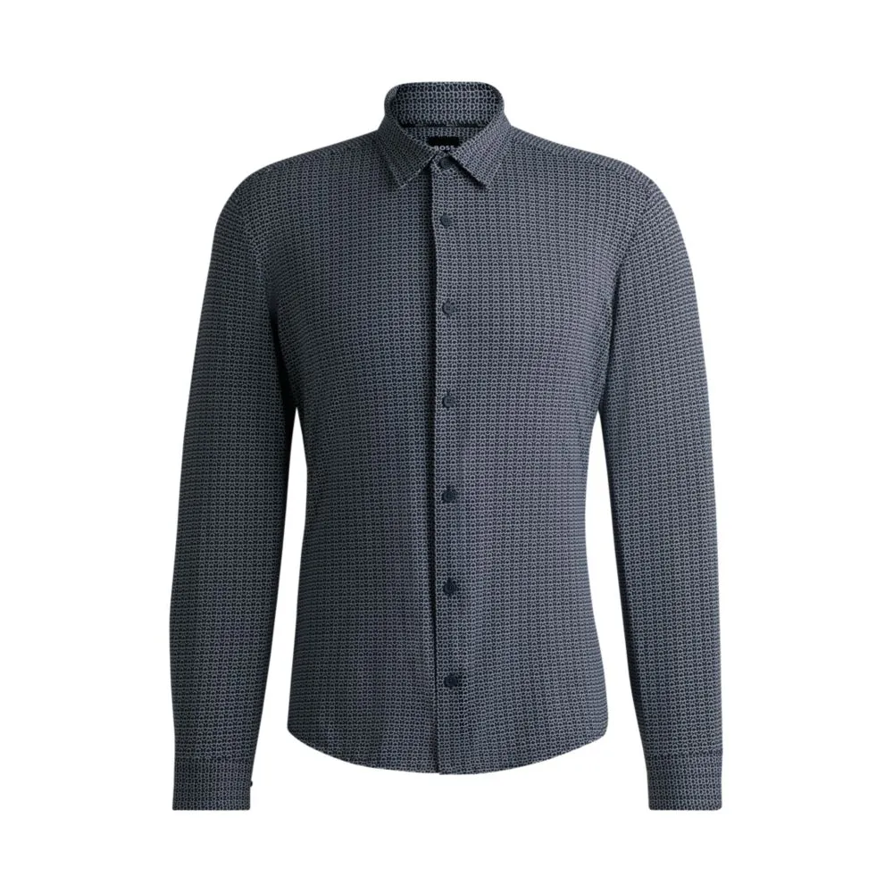 Relaxed Design Slim-fit shirt in printed performance-stretch jersey