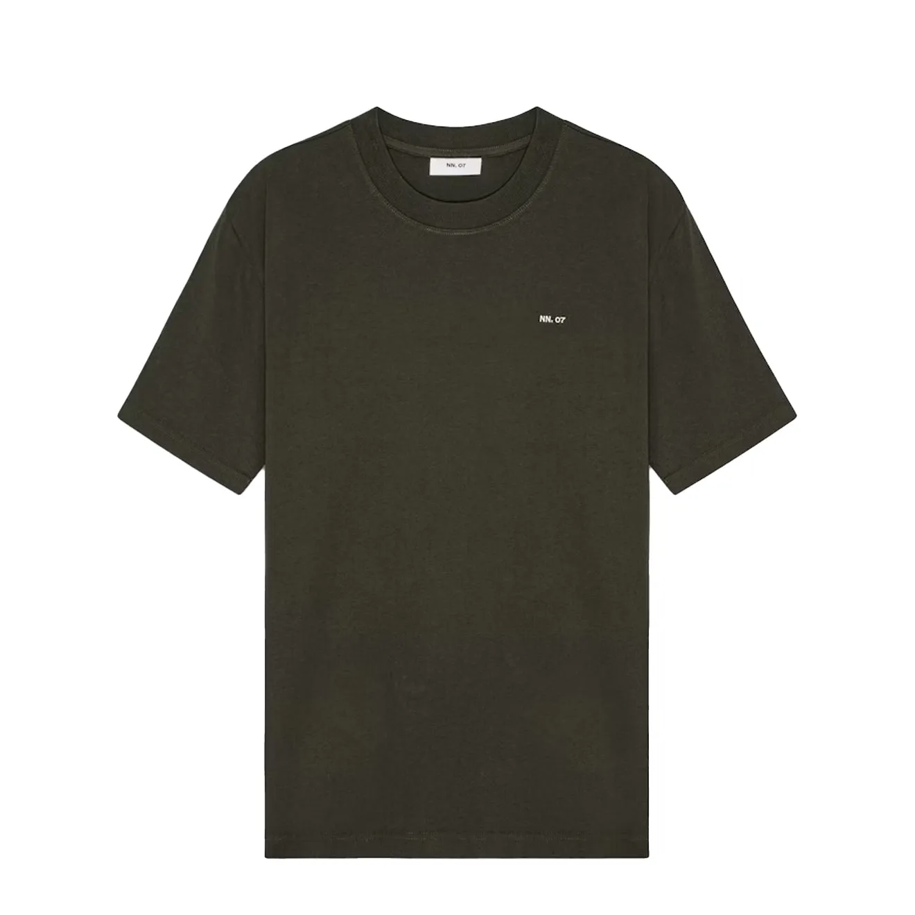 Casual Comfort Look Subtle Logo Placement NN07 Adam Casual Logo Pima T-shirt Dark Army