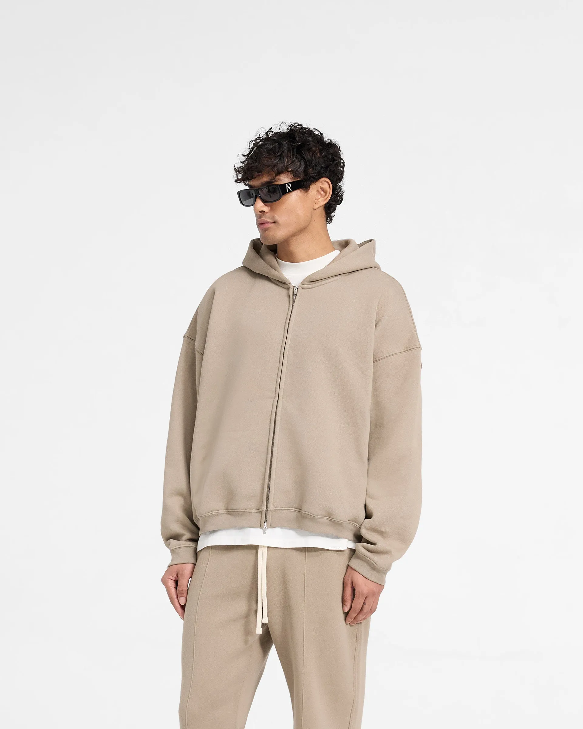 Summer Initial Boxy Zip Through Hoodie - Dune