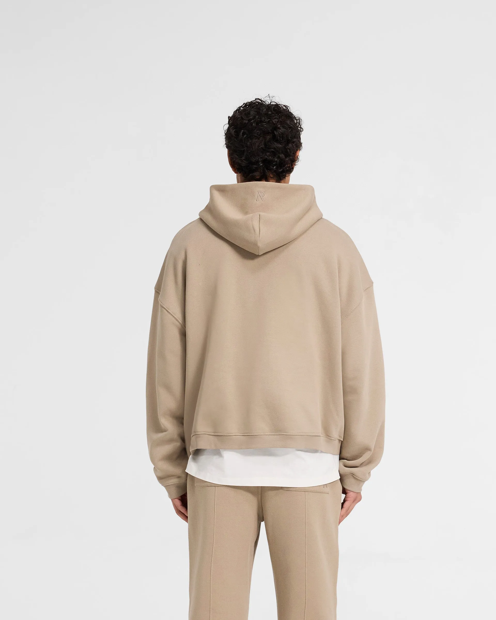 Initial Boxy Zip Through Hoodie - Dune good for holidays