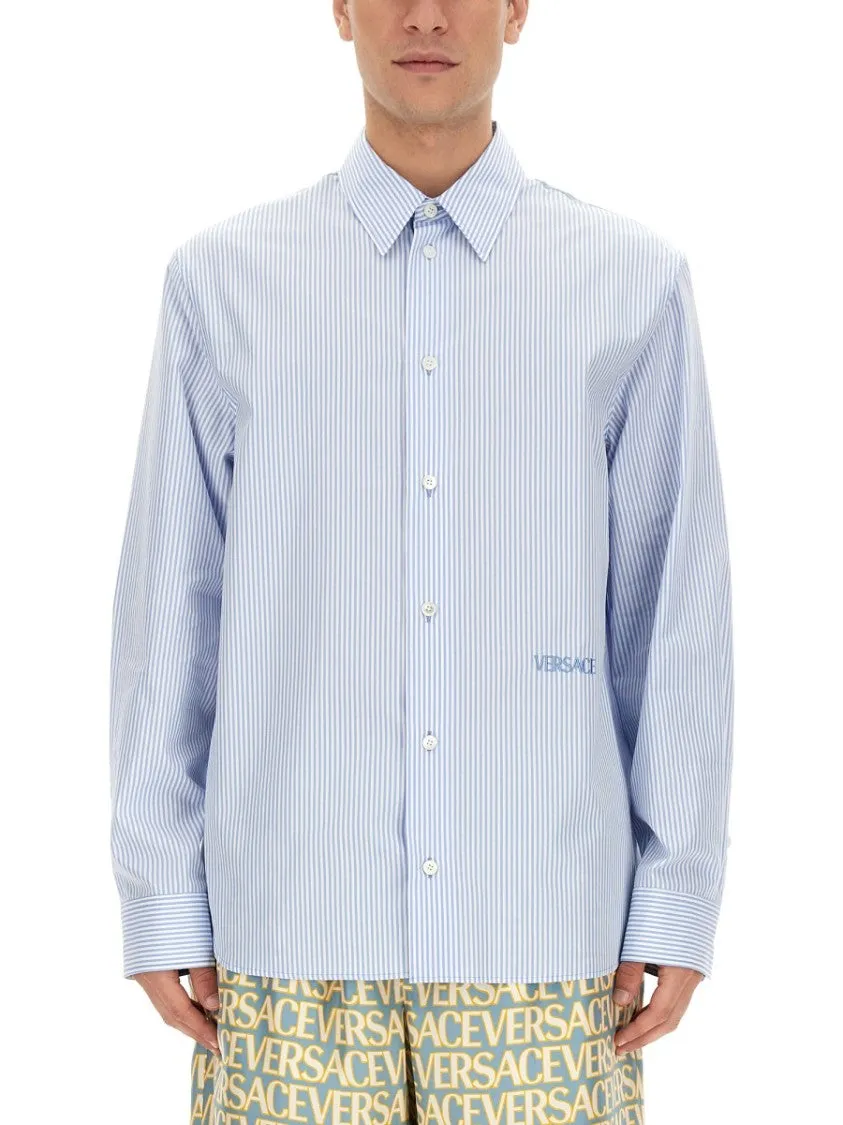 Monochrome Palette Soft Material Seashell Baroque Striped Shirt