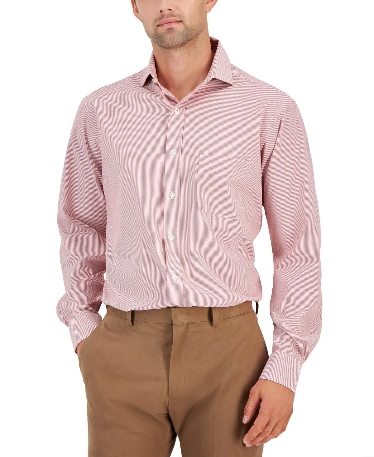 Club Room Dress Shirt Men's  Pink Striped Button Up Collared UPS488 Weekend Outfit