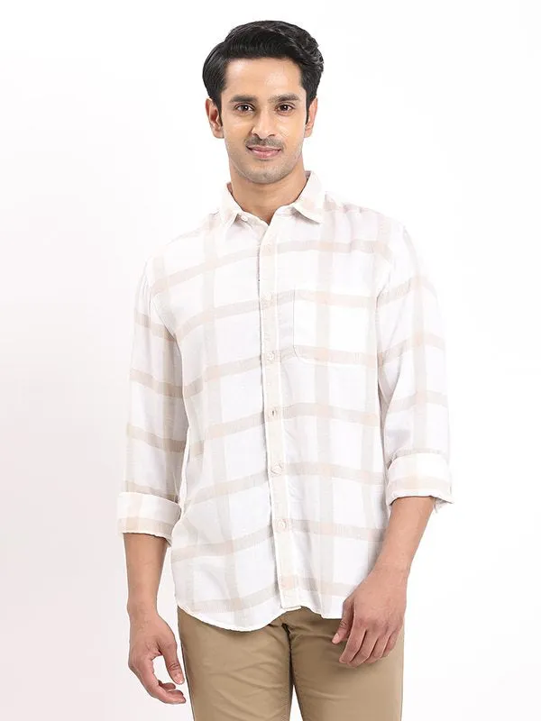 Morning Comfort Men Checked Full Sleeve Linen Blend Shirt