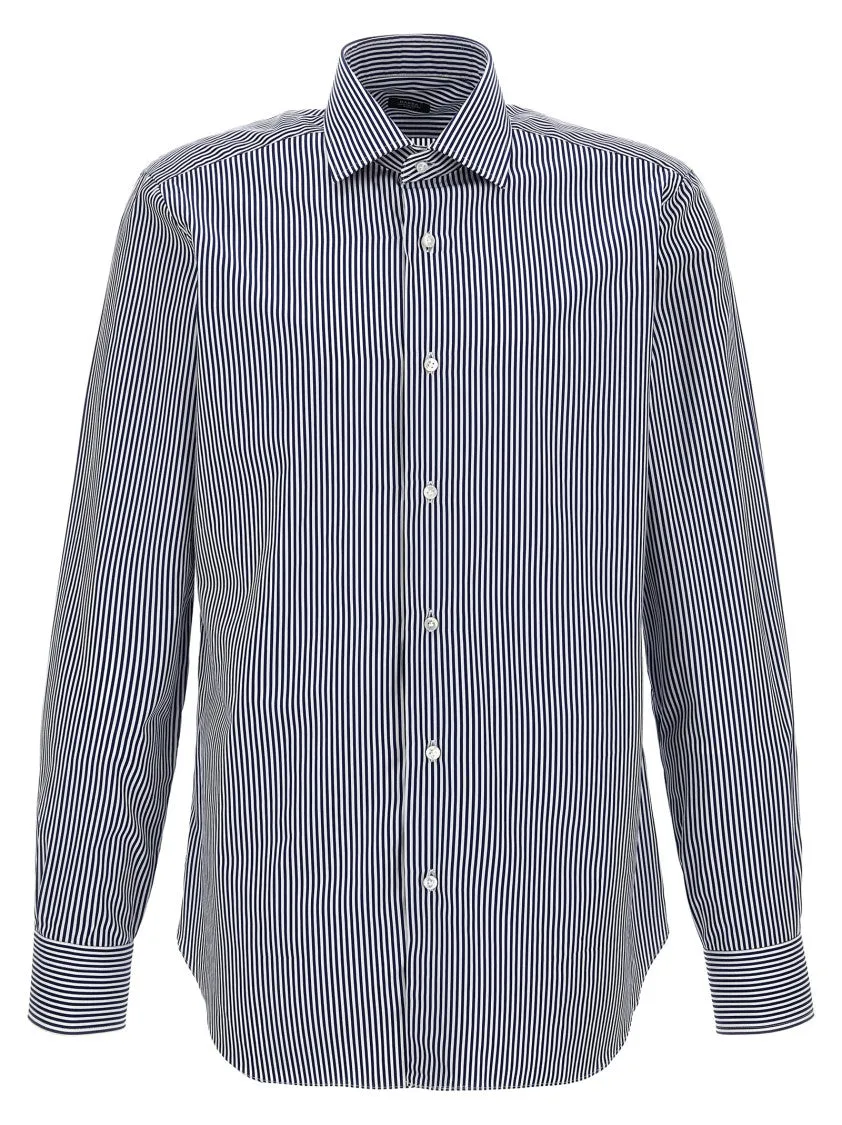 Fashion Comfort Button-Down Striped Cotton Shirt