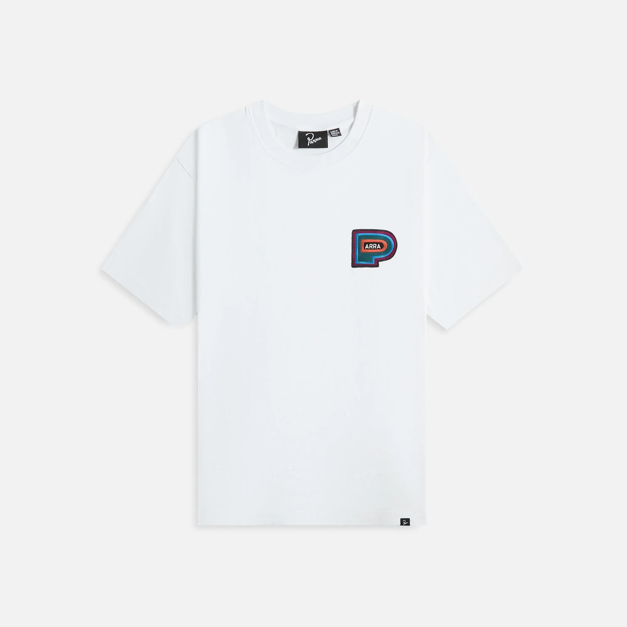 by Parra Repeat Pea Tee - White Dimensional Stability Weave crew neck