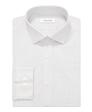 Calvin Klein Dress Shirt Mens   White Check Slim Fit Button Up MAC58 Durable Button Closures