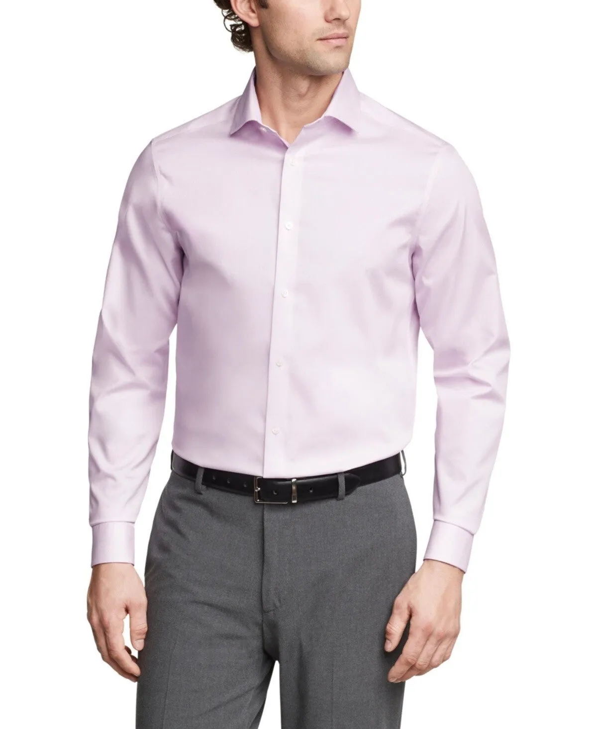 Calvin Klein Steel Dress Shirt Mens Pink Regular Fit Long Sleeve Button-Up MAC21 Soft Feel