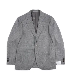 Caruso Aida Soft Shetland Wool Tweed Jacket: Grey Breathable Lining Design Reinforced Shoulder Padding