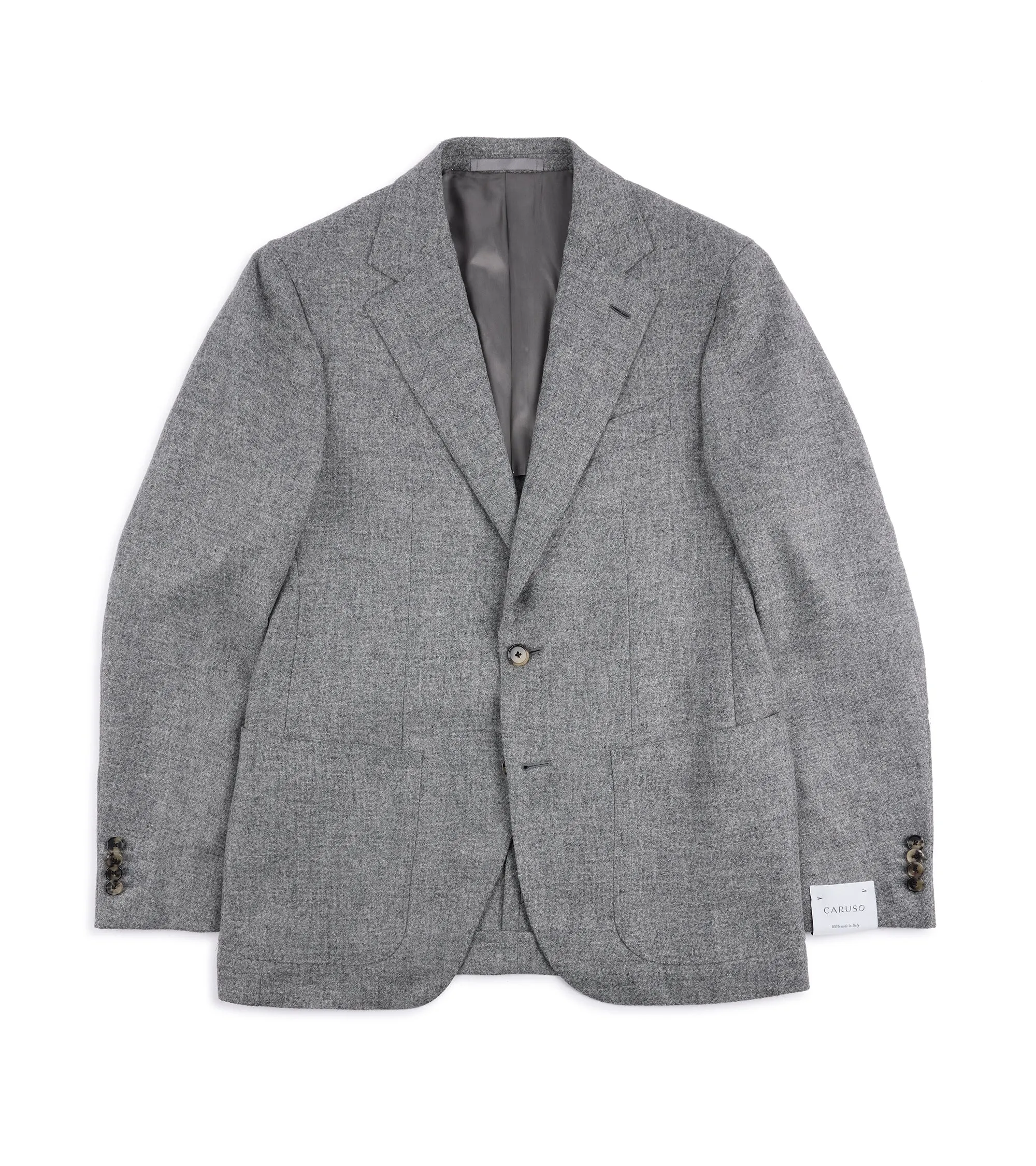 Caruso Aida Soft Shetland Wool Tweed Jacket: Grey Breathable Lining Design Reinforced Shoulder Padding