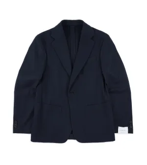 RibbedTrims Caruso for Trunk Butterfly Fox Flannel Wool Cashmere Jacket: Navy