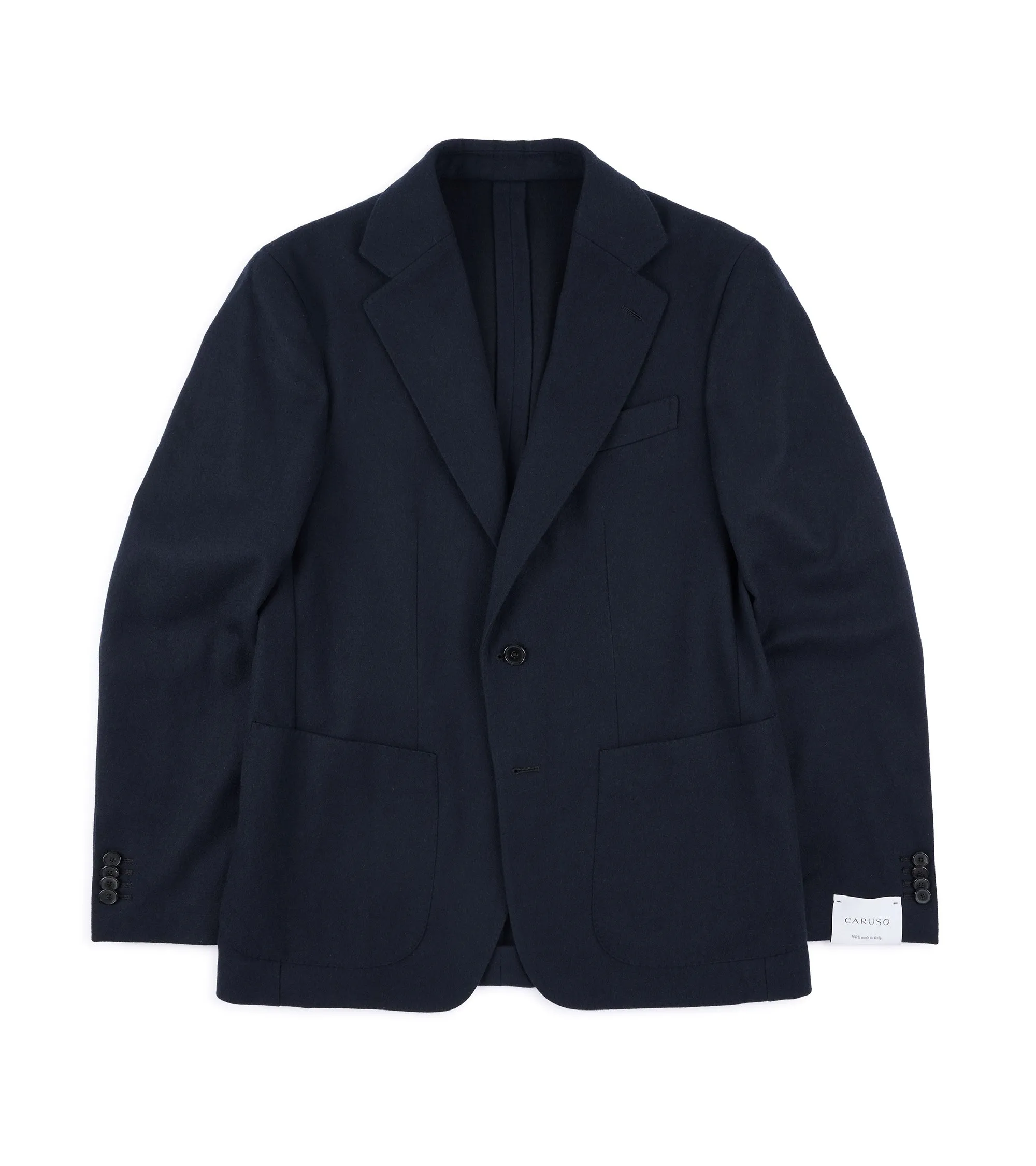 RibbedTrims Caruso for Trunk Butterfly Fox Flannel Wool Cashmere Jacket: Navy