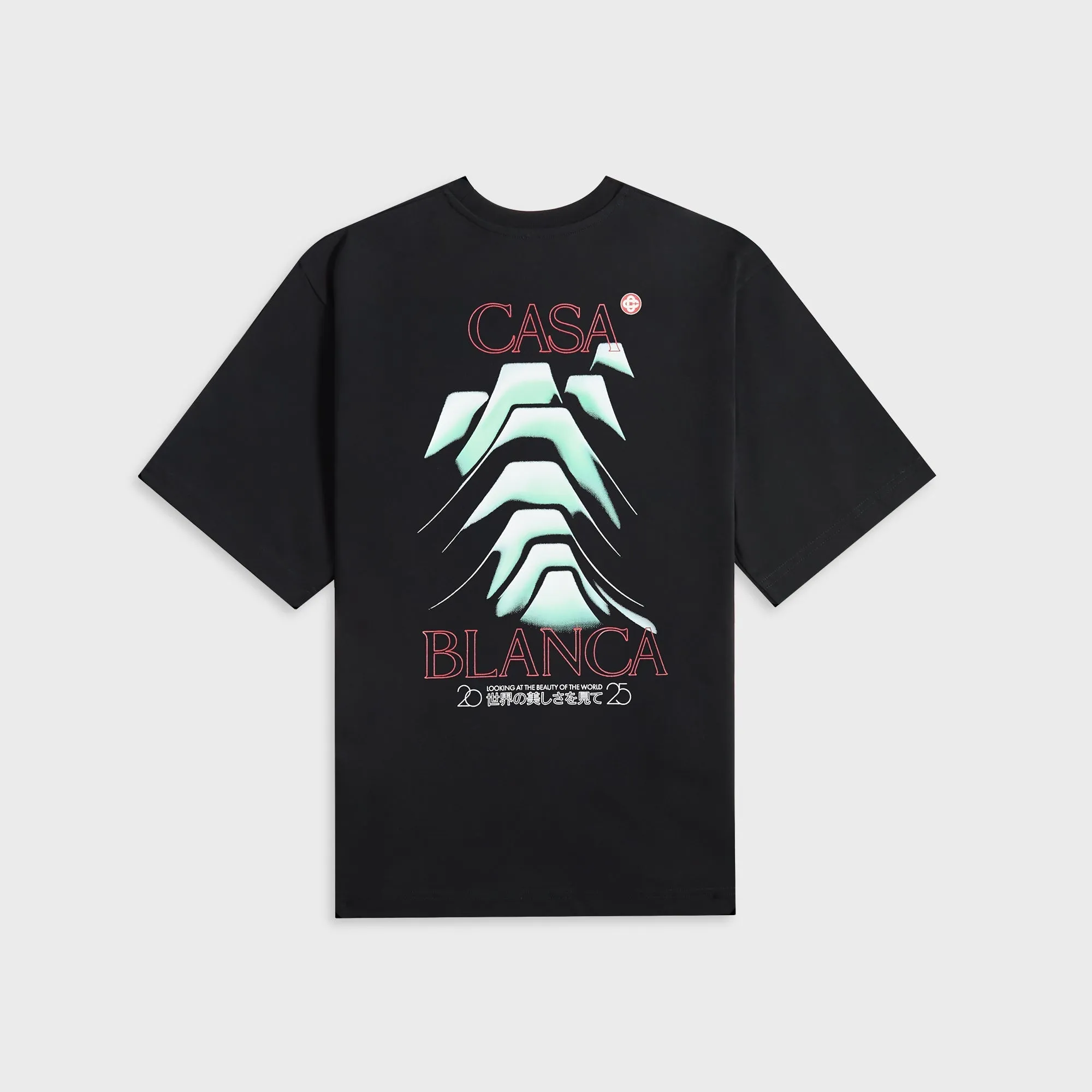 Easy Layering Breathable knit Casablanca Frosty Mountain Screen Printed Oversized Tee - Black