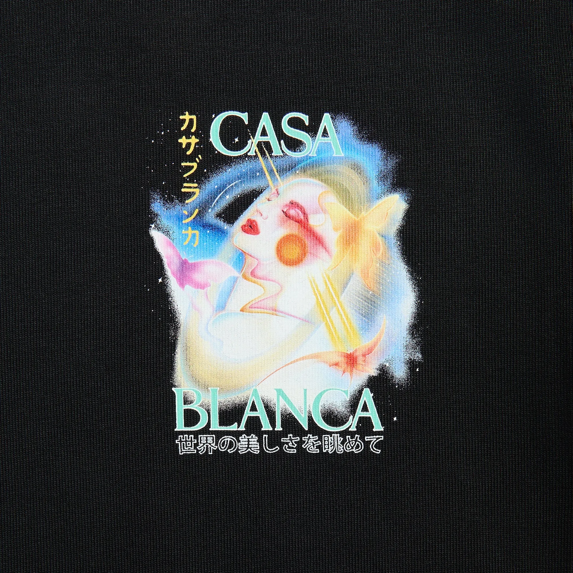 Everyday Wearable Durable Wear Casablanca Galactic Connection Printed Oversized Tee - Black