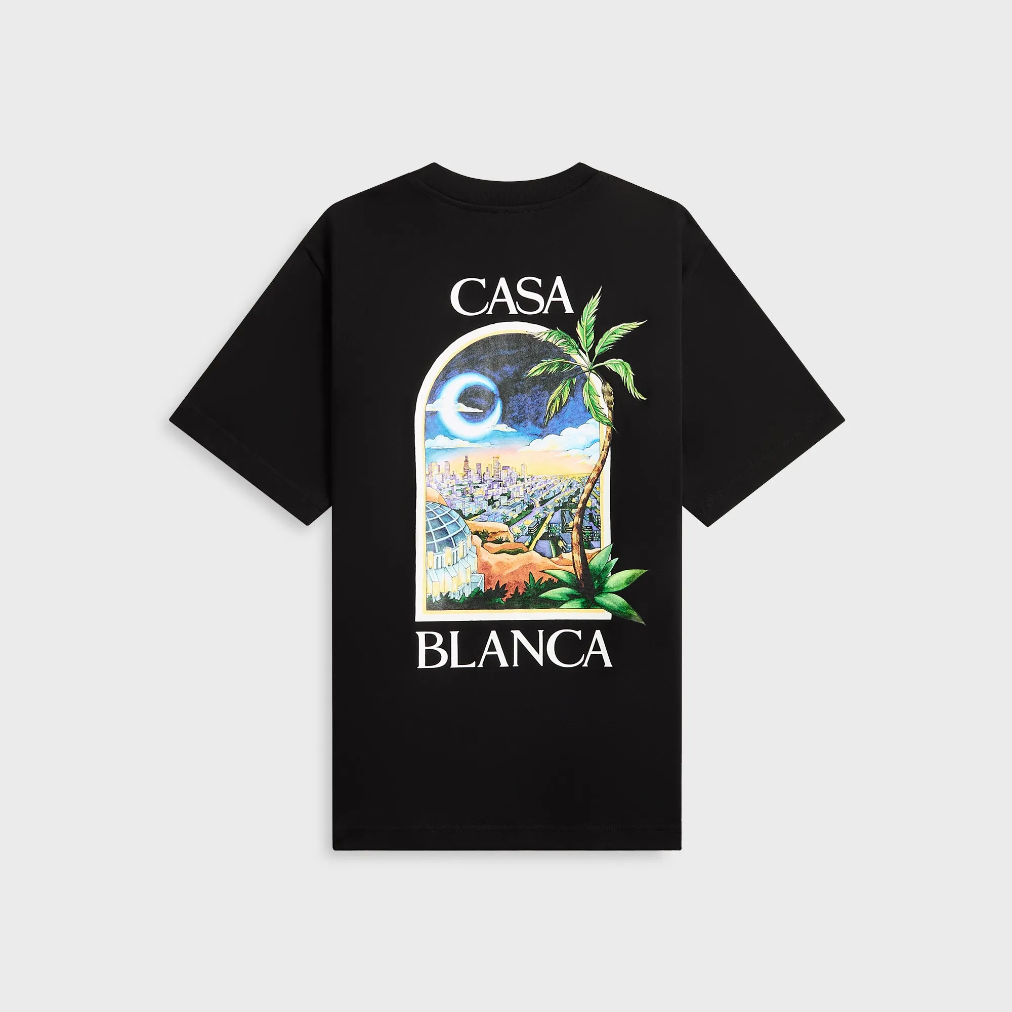 Set In Sleeve contrast Casablanca La Night Printed Tee - Black