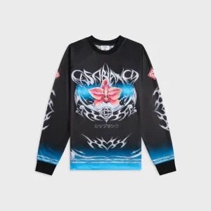 Essential Fashion Casablanca Long Sleeve Football Tee - Black