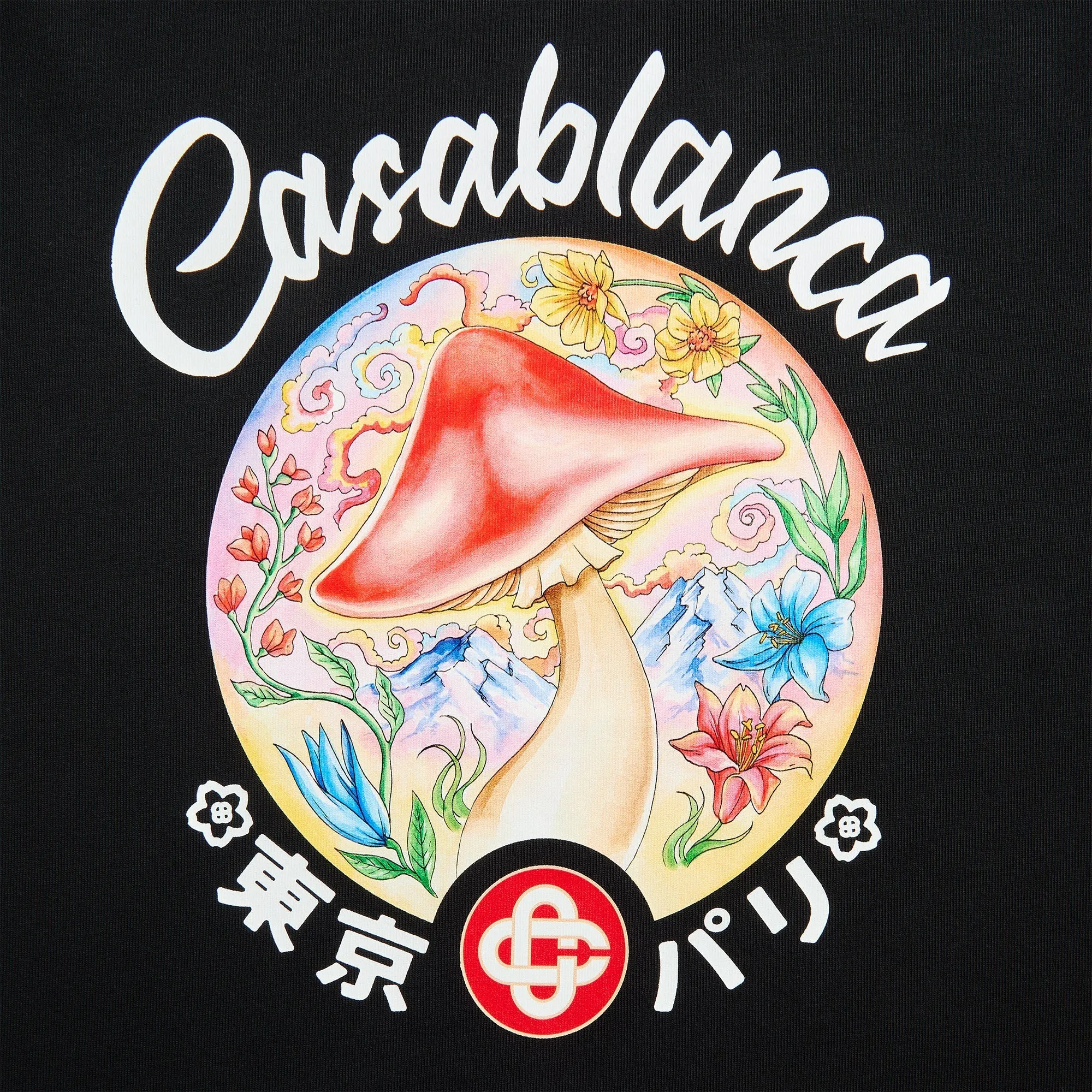 Casablanca Mushroom Emblem Printed Tee - Black Stretchable Armholes