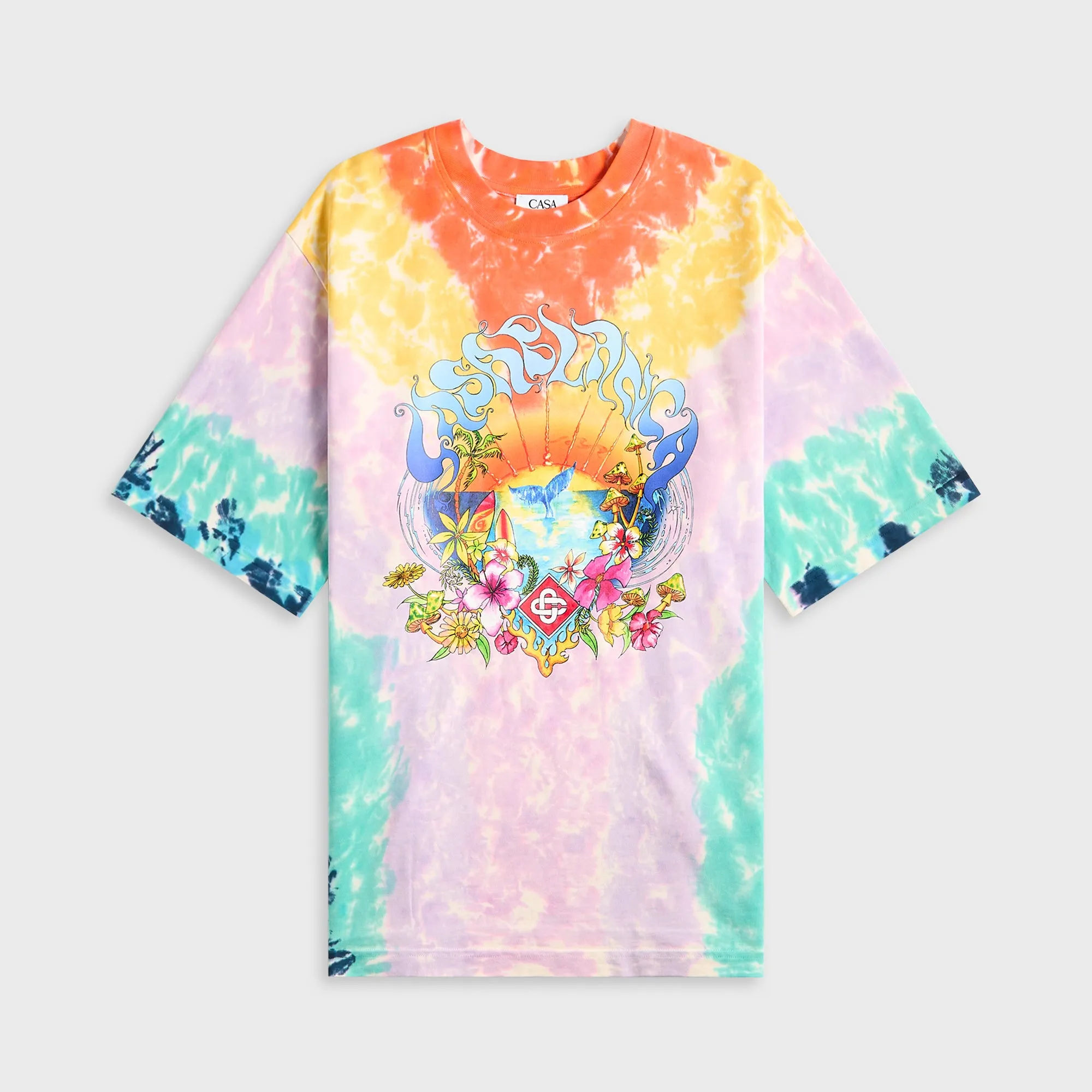 Casablanca Printed Oversized Tie Dye Surf Trip Tee - Multicolor Comfort and Breathable