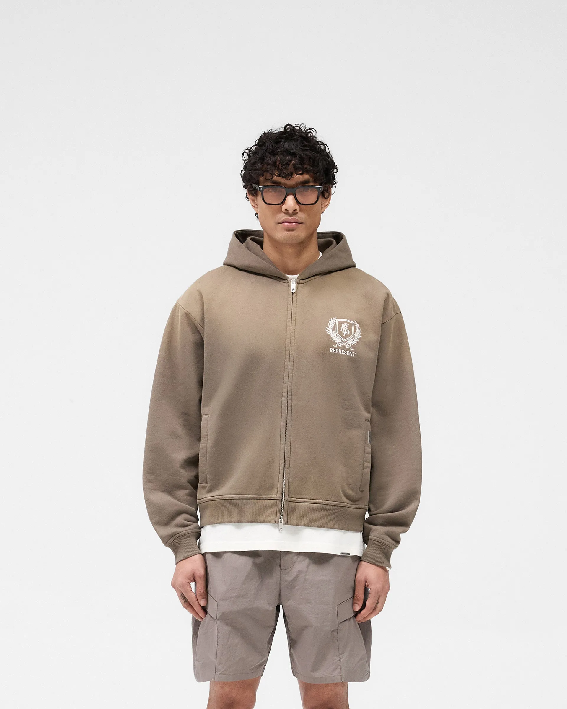 Crest Zip Up Hoodie - Dark Taupe product patchwork creativity