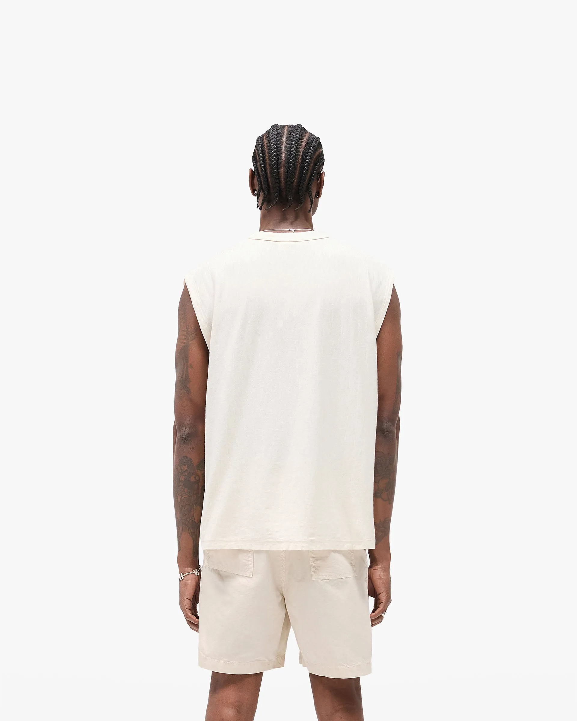Slub Script Tank - Aged White Breathable Wear Fit