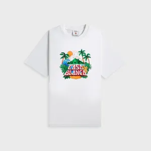 Casablanca Casa Beach Wave Printed Oversized Tee - White Fuzz Free Surface Quick Slip