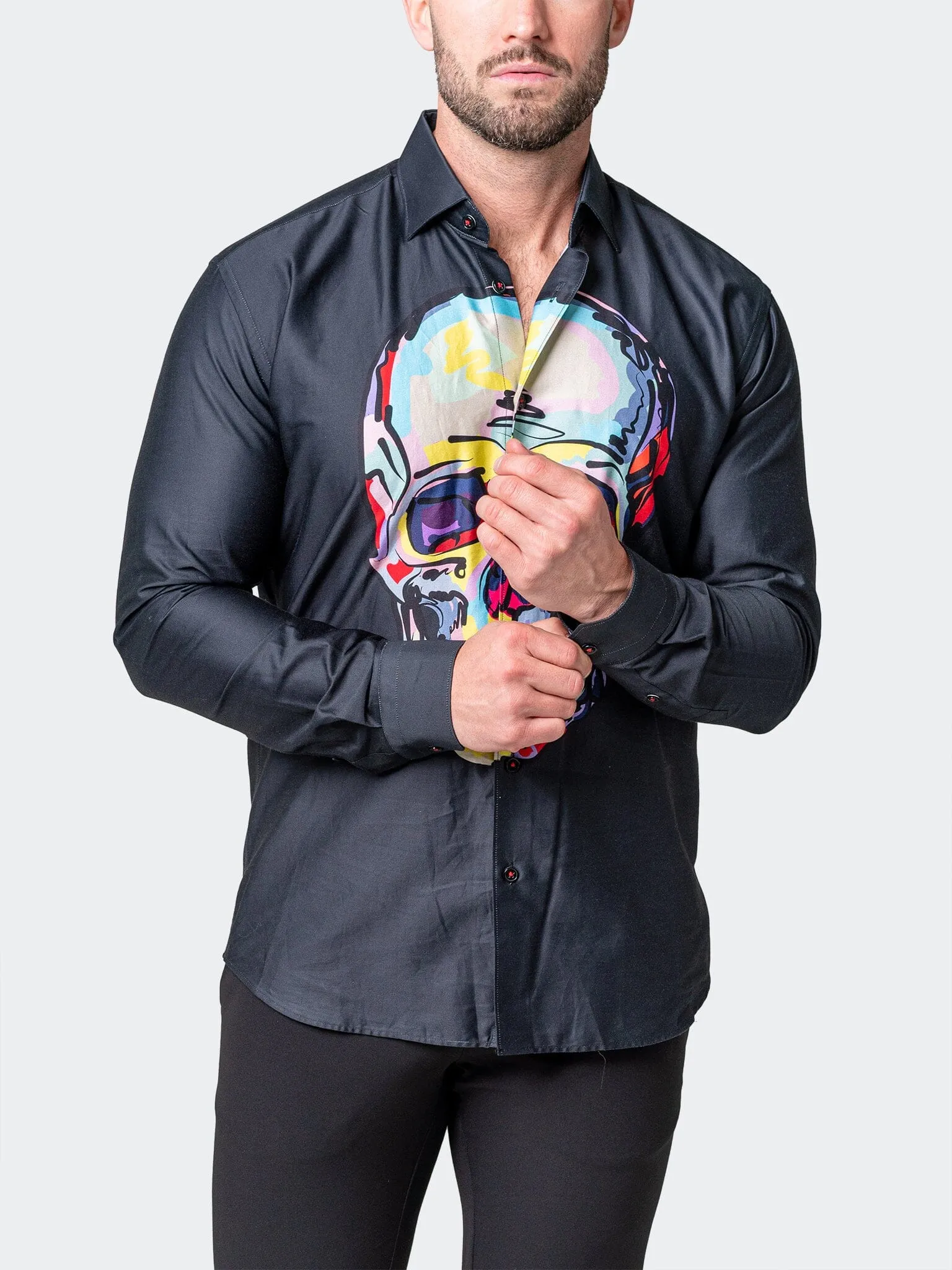 Fibonacci SkullFace Black Non Iron Fabric Thermal regulation