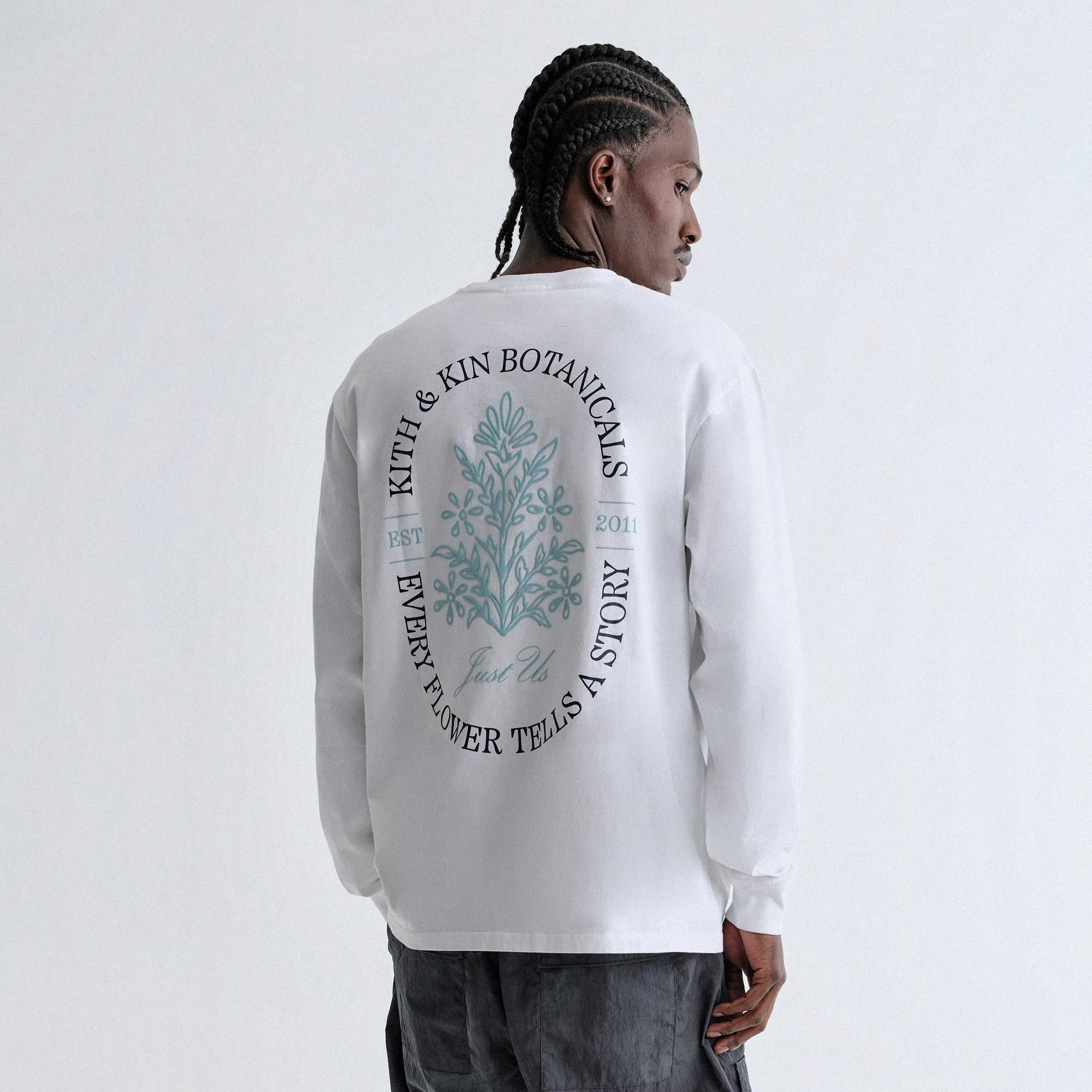 BreathableMeshLining Casual Vibes Kith & Kin Botanical Long Sleeve Tee - White