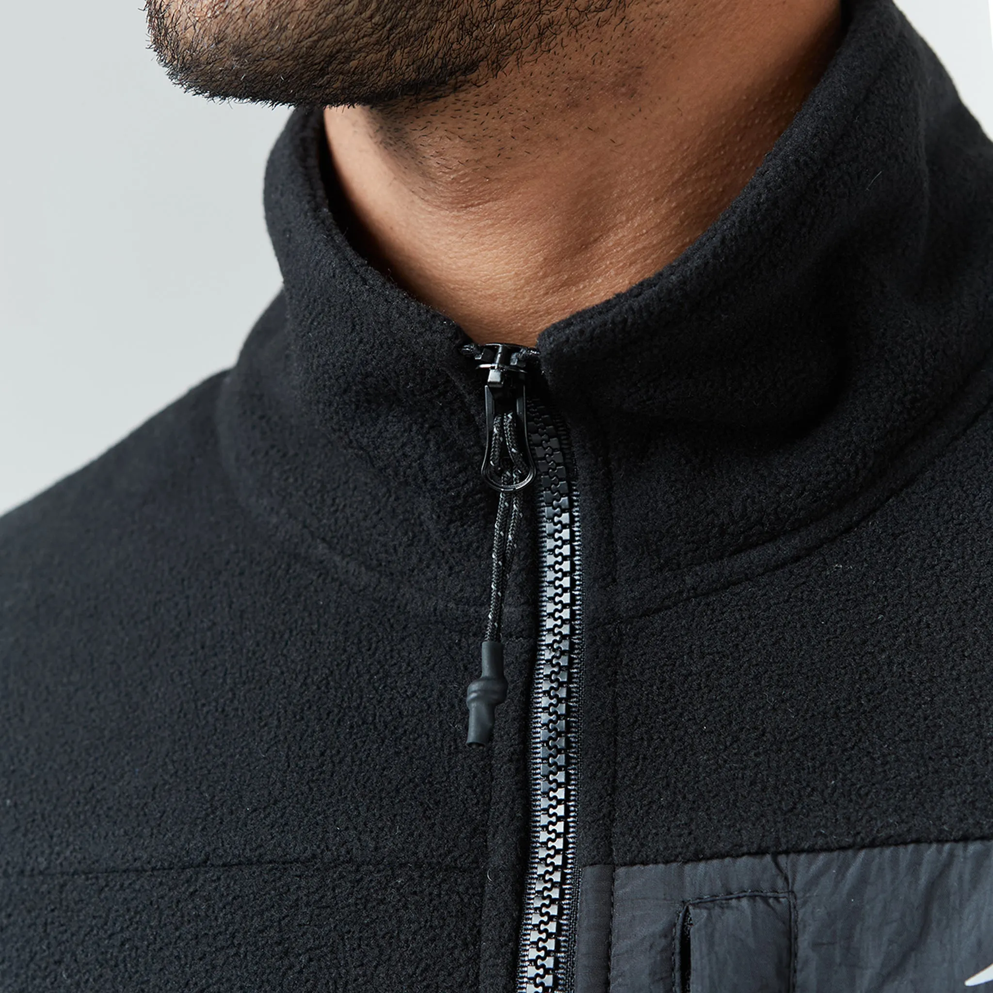 Thermal Lining Draft Block Polar Fleece Zip Through Jacket | Black