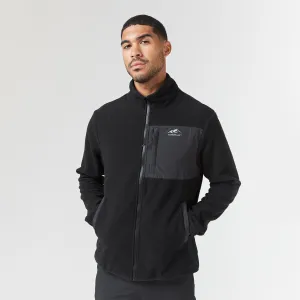 Crisp Weather Fit Articulated Sleeves Polar Fleece Zip Through Jacket | Black