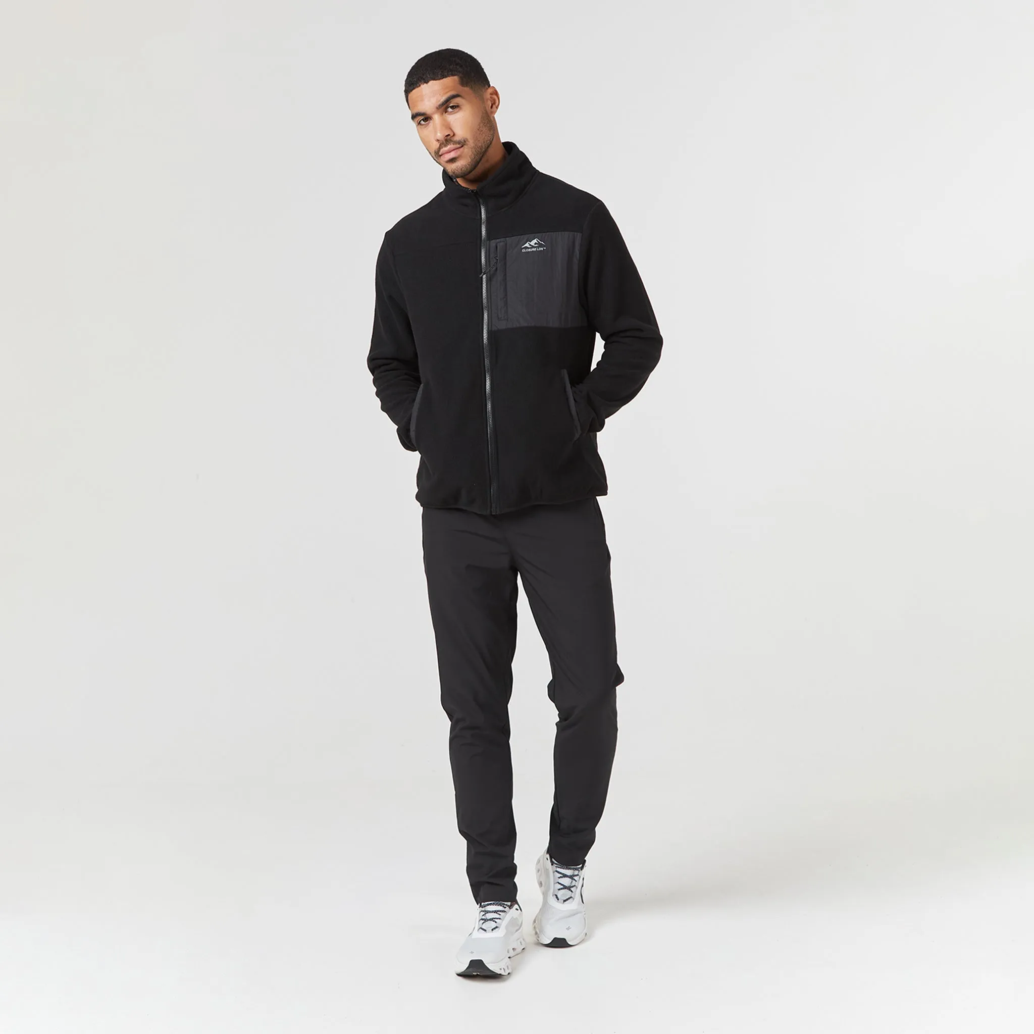 Matte Finish Polar Fleece Zip Through Jacket | Black